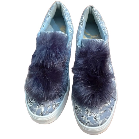 New Sam Edelman Leya Pom Pom Sneakers with Faux Fur Size 9.5 - Picture 3 of 7